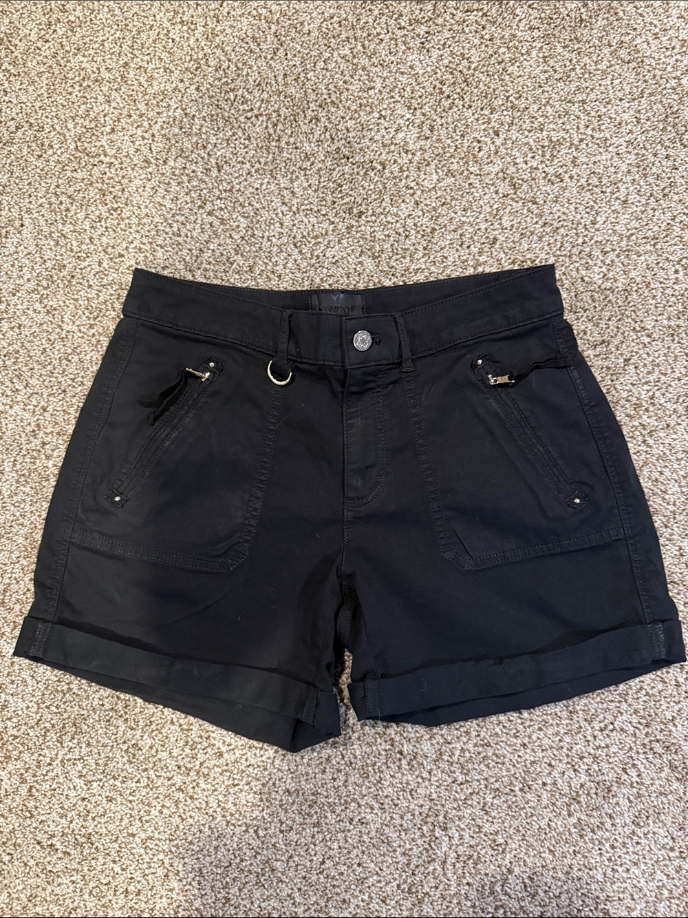White House Black Market Black Utility Shorts with Ring Detail